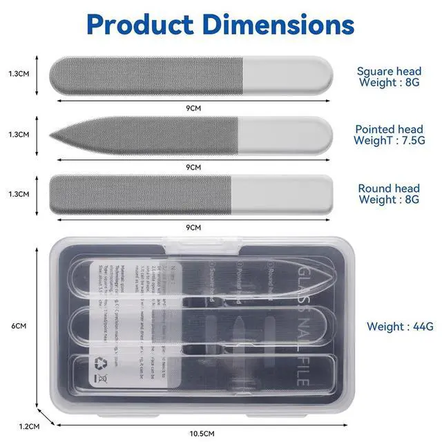 Alt view image 2 of 7 - 3 in 1 Nano Glass Nail File Set with Storage Case, Double Tempered Glass Fingernail File, Reusable Manicure Pedicure Tool, Professional Nail Shaping Buffing Kit Ideal Gift for Women Girls Home Travel