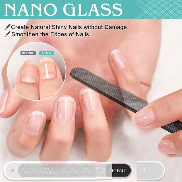 Alt view image 2 of 7 - Glass Nail File Buffer with Case - 5PCS Nail Buffer and Nail Shiner Kit Glass Cuticle Pusher Nail Care for Men Women Nail Files for Natural Acrylic Nails Fingernail Files Manicure Tool