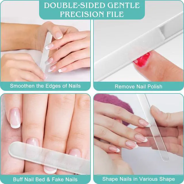 Alt view image 3 of 7 - Glass Nail File Buffer with Case - 5PCS Nail Buffer and Nail Shiner Kit Glass Cuticle Pusher Nail Care for Men Women Nail Files for Natural Acrylic Nails Fingernail Files Manicure Tool