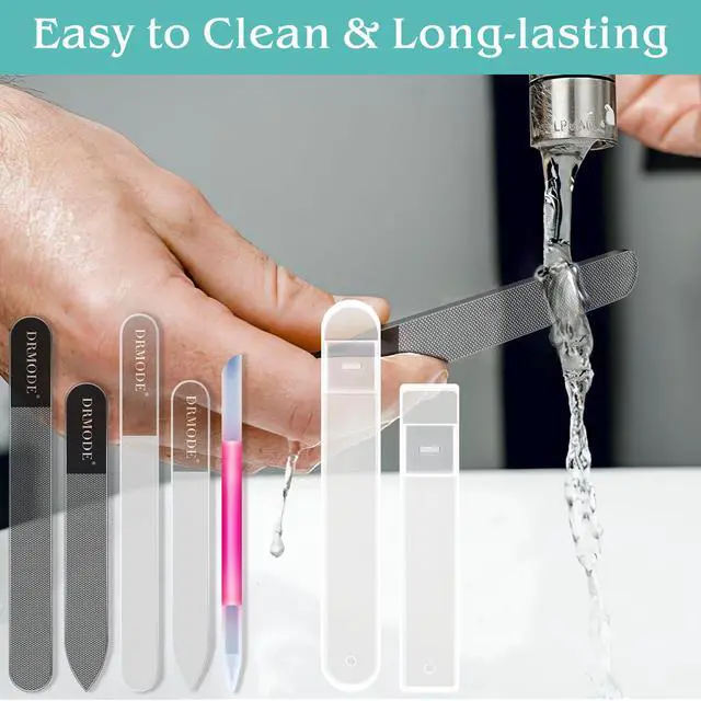 Alt view image 6 of 7 - Glass Nail File Buffer with Case - 5PCS Nail Buffer and Nail Shiner Kit Glass Cuticle Pusher Nail Care for Men Women Nail Files for Natural Acrylic Nails Fingernail Files Manicure Tool