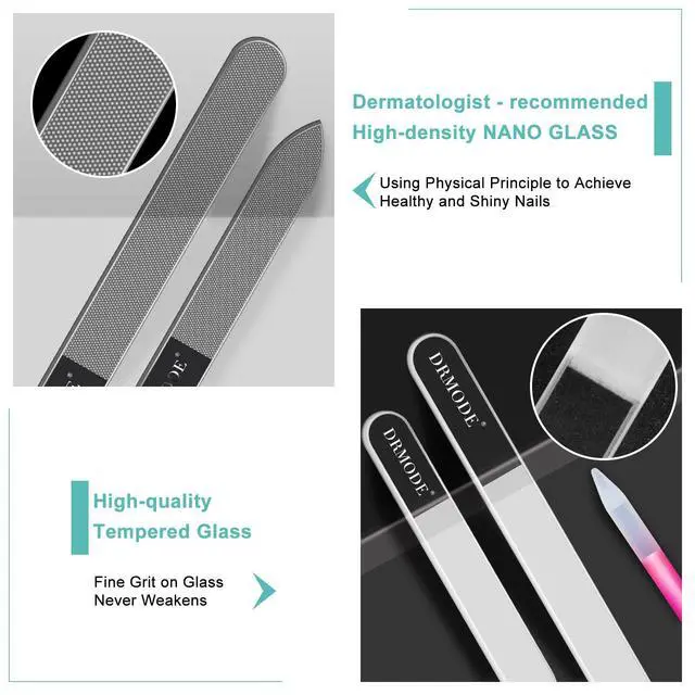 Alt view image 5 of 7 - Glass Nail File Buffer with Case - 5PCS Nail Buffer and Nail Shiner Kit Glass Cuticle Pusher Nail Care for Men Women Nail Files for Natural Acrylic Nails Fingernail Files Manicure Tool