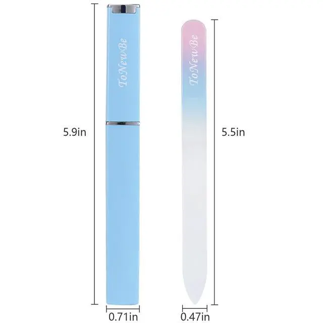 Alt view image 3 of 7 - Glass Nail File in Case, Glass Fingernail File, Czech File, Double-Sided Etched Nail File for Nail Art & Nail Care, Christmas Gifts Stocking Stuffers (Pink-Blue)