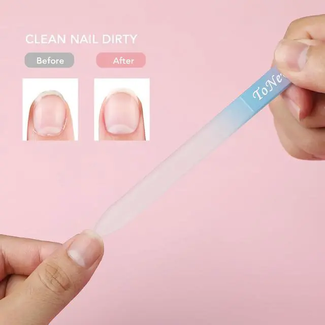 Alt view image 6 of 7 - Glass Nail File in Case, Glass Fingernail File, Czech File, Double-Sided Etched Nail File for Nail Art & Nail Care, Christmas Gifts Stocking Stuffers (Pink-Blue)