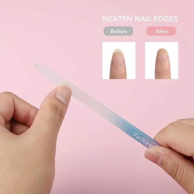 Alt view image 7 of 7 - Glass Nail File in Case, Glass Fingernail File, Czech File, Double-Sided Etched Nail File for Nail Art & Nail Care, Christmas Gifts Stocking Stuffers (Pink-Blue)