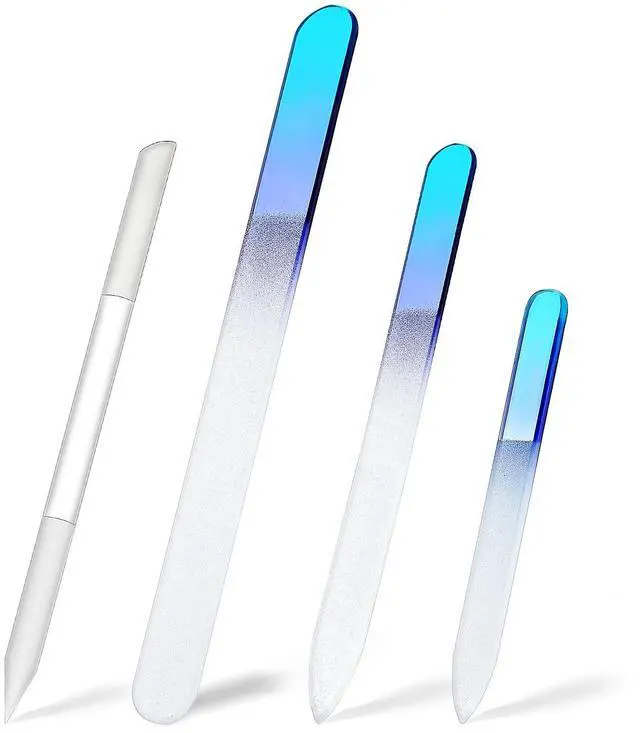 Main image of 4 Pcs Glass Nail File Set Nail Files and Cuticle Pusher Double Sided Crystal Fingernail Buffers for Women Natural Fingernail Manicure Pedicure Toenail Buffer Cuticle Trimmer