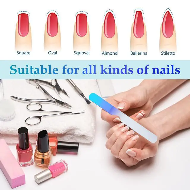 Alt view image 4 of 7 - 4 Pcs Glass Nail File Set Nail Files and Cuticle Pusher Double Sided Crystal Fingernail Buffers for Women Natural Fingernail Manicure Pedicure Toenail Buffer Cuticle Trimmer