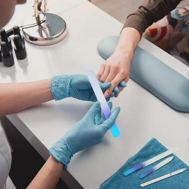 Alt view image 6 of 7 - 4 Pcs Glass Nail File Set Nail Files and Cuticle Pusher Double Sided Crystal Fingernail Buffers for Women Natural Fingernail Manicure Pedicure Toenail Buffer Cuticle Trimmer