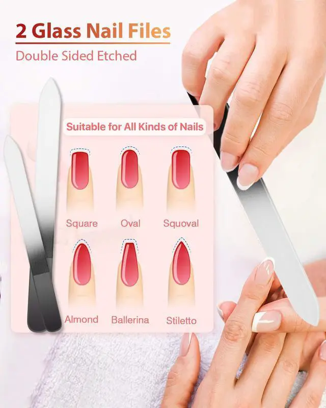Alt view image 2 of 6 - Glass Nail File and Nail Shiner, 4PC Crystal Nail File and Nano Glass Nail Buffer, Premium Set with Case, Professional Manicure Tool Fingernail Czech File for Natural Nail, Gift for Women and Girls