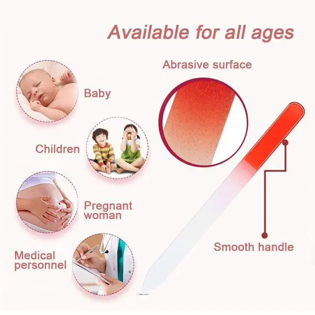Alt view image 2 of 7 - 5 Pcs Glass Nail File with Plastic Sleeve, Crystal Fingernail Files, Double Sided Finger Nail Files, Professional Manicure Nail Care for Women Girls