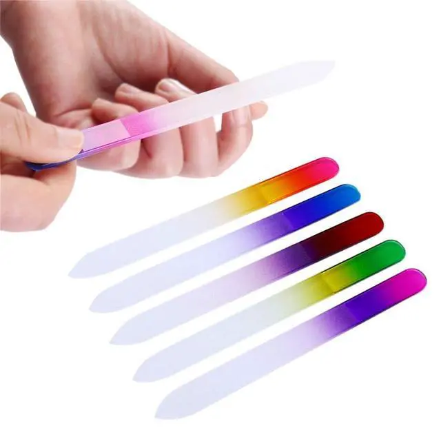 Alt view image 6 of 7 - 5 Pcs Glass Nail File with Plastic Sleeve, Crystal Fingernail Files, Double Sided Finger Nail Files, Professional Manicure Nail Care for Women Girls