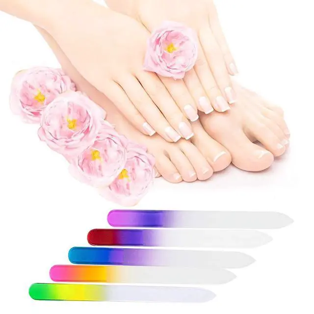 Alt view image 7 of 7 - 5 Pcs Glass Nail File with Plastic Sleeve, Crystal Fingernail Files, Double Sided Finger Nail Files, Professional Manicure Nail Care for Women Girls