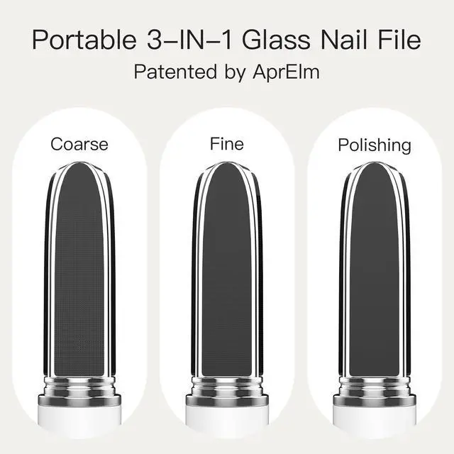 Alt view image 2 of 6 - Portable 3-in-1 Glass Nail File with Case, Reusable 3-Sided Nail Files and Buffers for Natural Nails, Coarse/Fine/Polishing Mini Nail Files for Travel Outdoor Home (White)