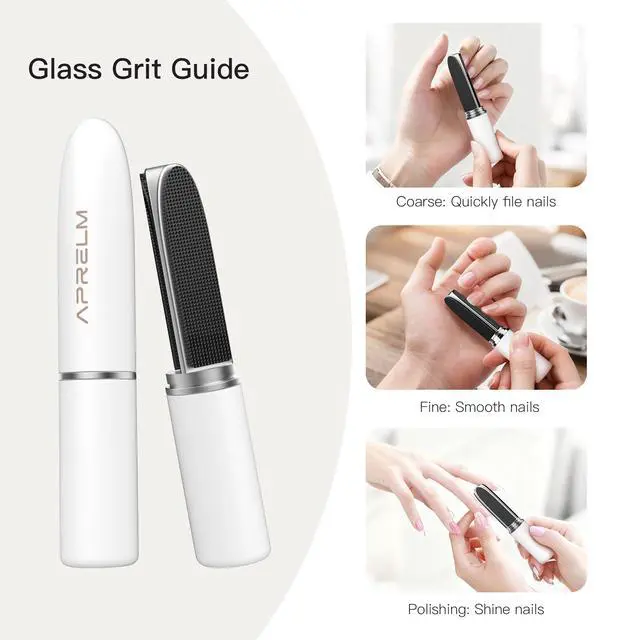 Alt view image 3 of 6 - Portable 3-in-1 Glass Nail File with Case, Reusable 3-Sided Nail Files and Buffers for Natural Nails, Coarse/Fine/Polishing Mini Nail Files for Travel Outdoor Home (White)