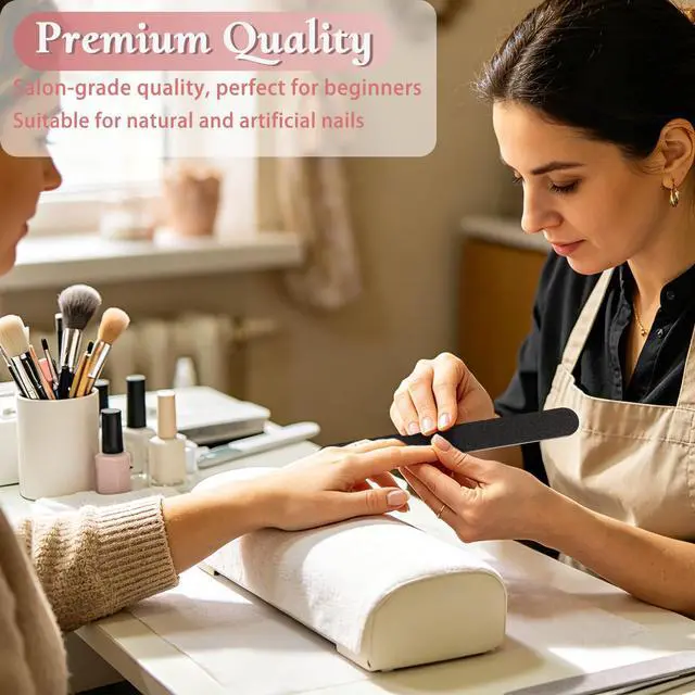Alt view image 4 of 4 - 5 Rows 2 Layers 10 PCS Nail File, Red Tough PP Core, Exquisite Kraft Paper Box, Double Sided 100/180 Grit Black Emery Board Manicure Pedicure Nail Tool