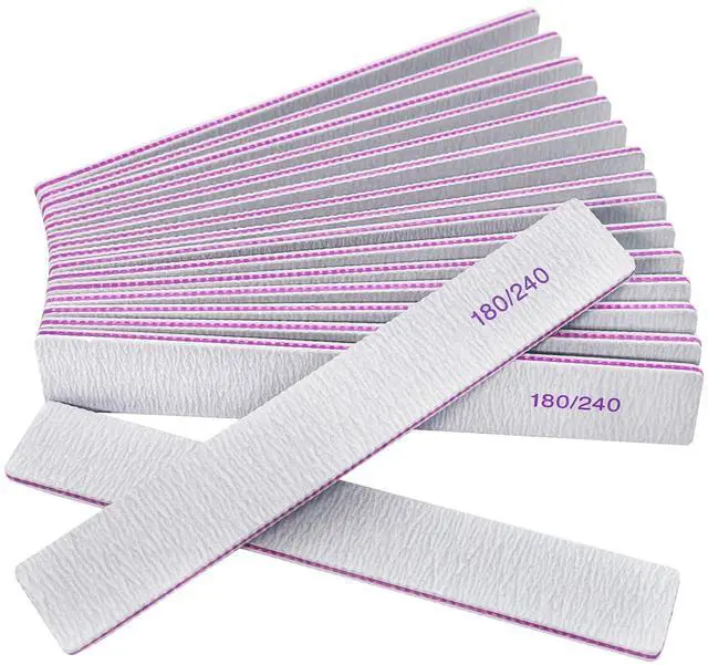 Main image of Nail Files (12 Packs), Professional 180/240 Grit Double Sided Emery Boards for Natural Nails Fingernail Toenail File Kit, Heavy Duty Emory Nail Filer Set Limas para Uñas Acrílicas Profesional