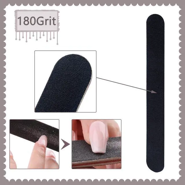 Alt view image 3 of 7 - 20 Pack 100/180 Grit Nail Files, Black Professional Reusable Emery Boards Nail File, Manicure Tool Suitable for Both Acrylic and Natural Nails