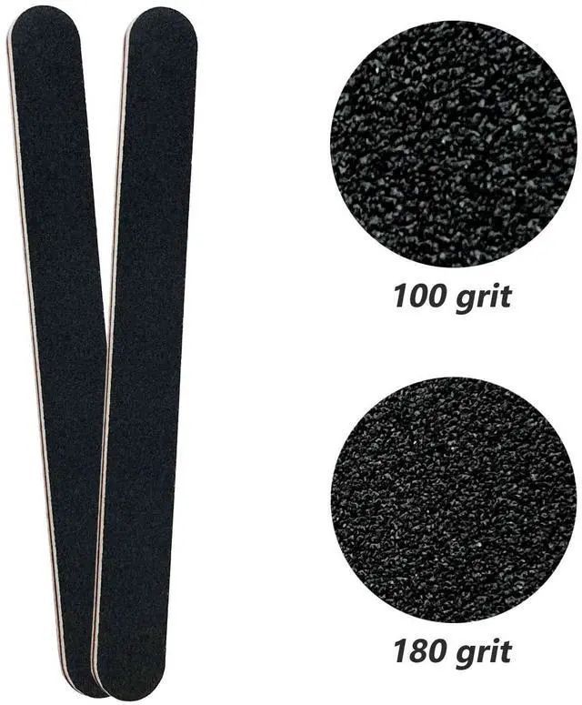 Alt view image 7 of 7 - 3 Pack Professional Emery Boards, 100/180 Grit Nail File for Acrylic and Natural Nails, Reusable, Black