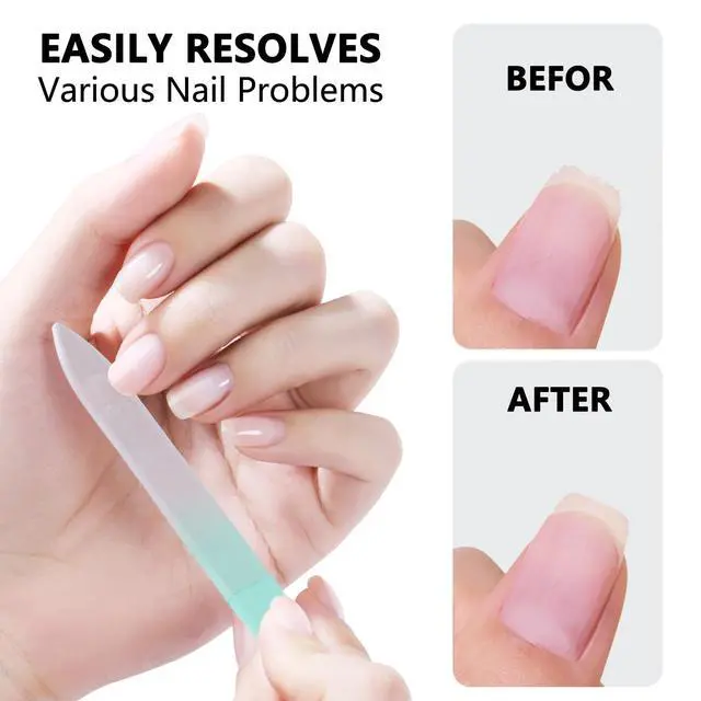 Alt view image 2 of 5 - Glass Nail Files Double Side Polish Crystal Fingernail File with Case Manicure Salon Nail Care for Women Girls Pink Green Blue, 240 Grit, 3 Pack