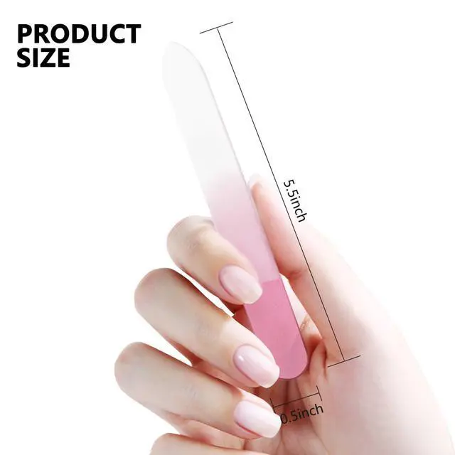 Alt view image 4 of 5 - Glass Nail Files Double Side Polish Crystal Fingernail File with Case Manicure Salon Nail Care for Women Girls Pink Green Blue, 240 Grit, 3 Pack