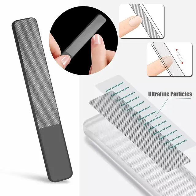 Alt view image 3 of 6 - 5Pcs Glass Nail File Polisher Set for Natural Nails, 2Pcs Crystal Glass Fingernail Files with Case 3Pcs Nano Glass Nail Shiner Double Sided Etched Nail Buffer for Nail Care Manicure Salon Travel Home