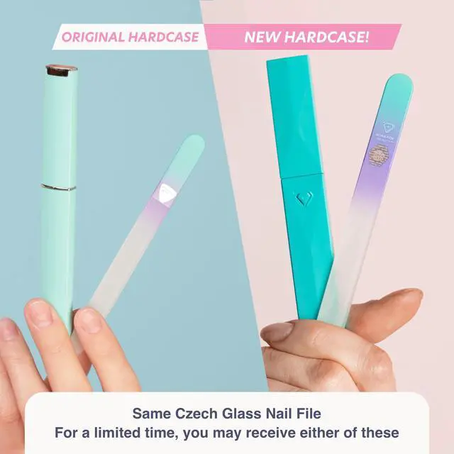 Alt view image 2 of 7 - Czech Glass Nail File with Case, Pastel Green Violet Crystal File for Natural Nails. Nail Care Tool Gifts for Women
