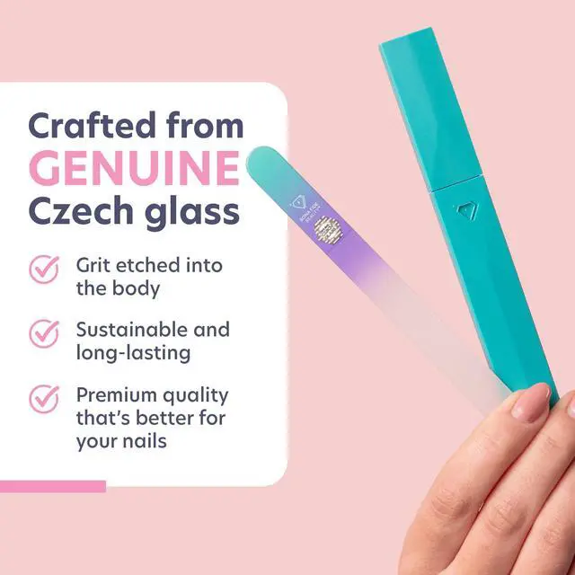 Alt view image 3 of 7 - Czech Glass Nail File with Case, Pastel Green Violet Crystal File for Natural Nails. Nail Care Tool Gifts for Women