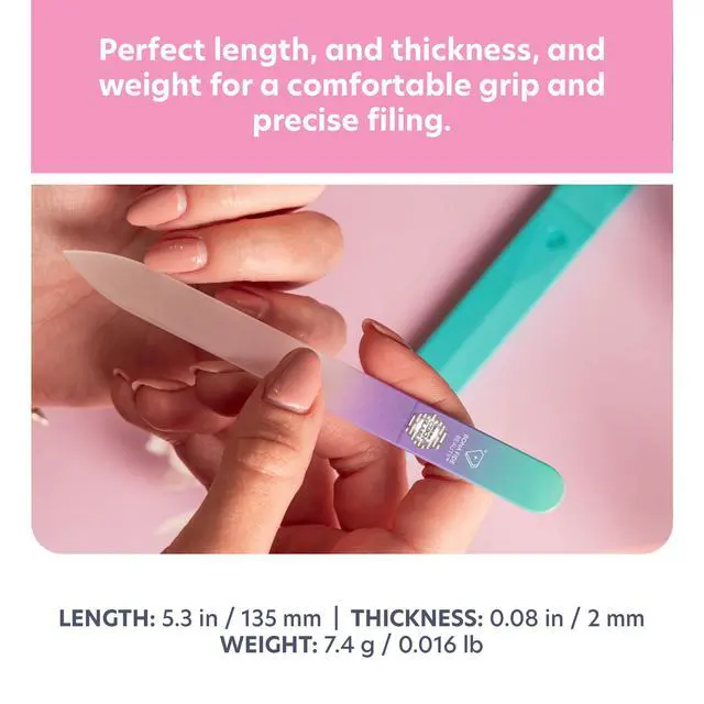 Alt view image 4 of 7 - Czech Glass Nail File with Case, Pastel Green Violet Crystal File for Natural Nails. Nail Care Tool Gifts for Women