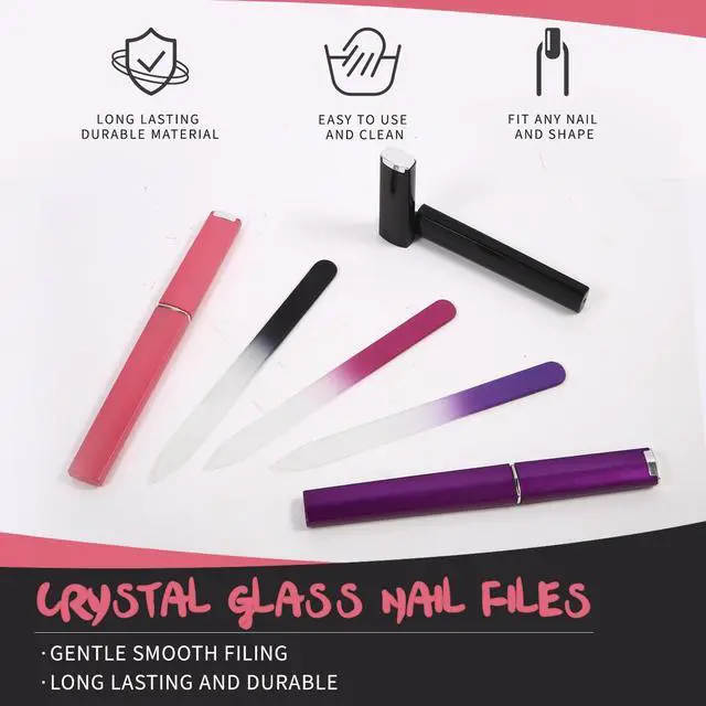 Alt view image 4 of 7 - 3 Pack Crystal Glass Fingernail File with Case for Natural Nail Professional Czech Glass File Double-Sided Etched Gentle Nail Care Stocking Stuffers for Women or Adults, Unique Gifts