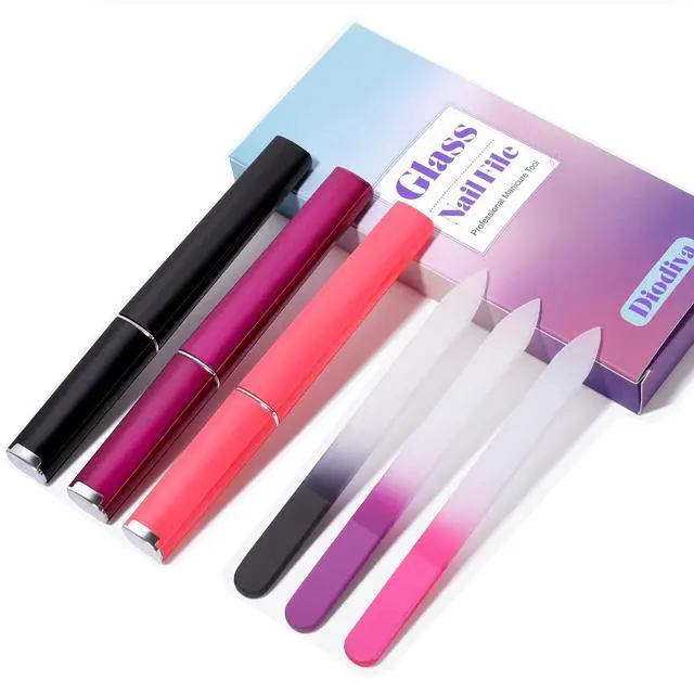Alt view image 6 of 7 - 3 Pack Crystal Glass Fingernail File with Case for Natural Nail Professional Czech Glass File Double-Sided Etched Gentle Nail Care Stocking Stuffers for Women or Adults, Unique Gifts