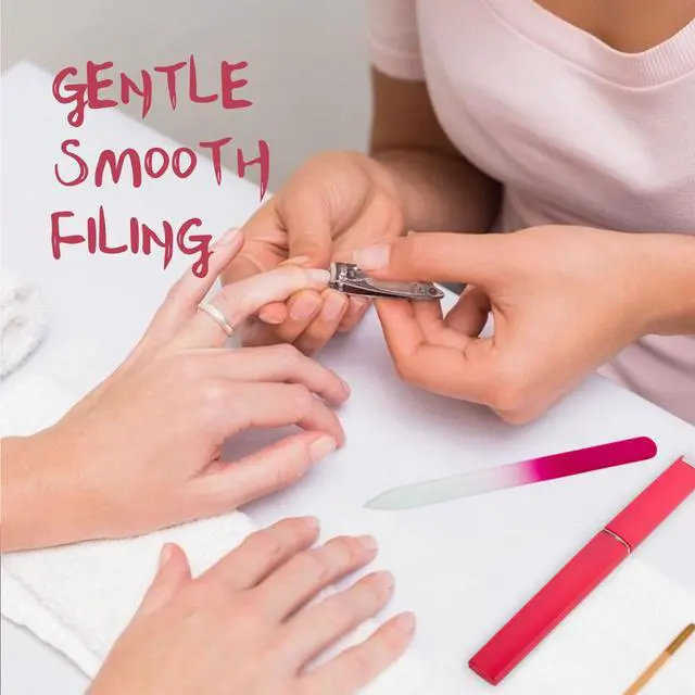 Alt view image 7 of 7 - 3 Pack Crystal Glass Fingernail File with Case for Natural Nail Professional Czech Glass File Double-Sided Etched Gentle Nail Care Stocking Stuffers for Women or Adults, Unique Gifts