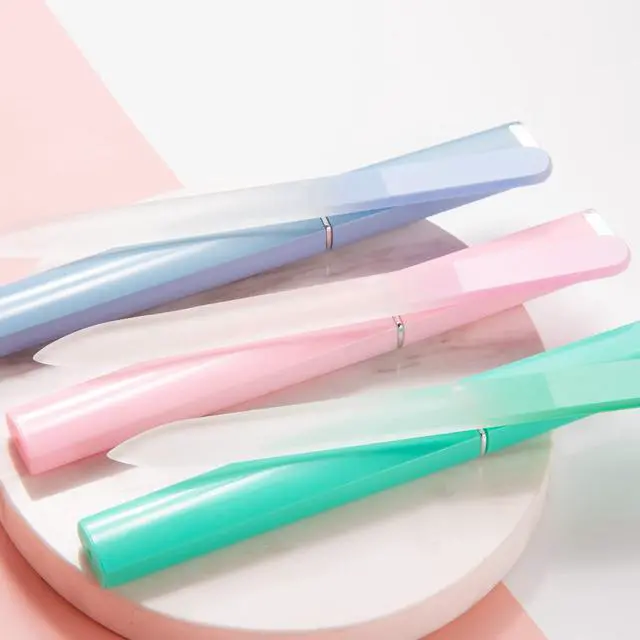 Alt view image 4 of 7 - Glass Nail File 3 Pack for Natural Nails, Stocking Stuffers for Women Adults Unique Christmas Gifts Crystal Fingernail Files with Case Etched Nail Filer Professional Nail File Glass Lima de uñas
