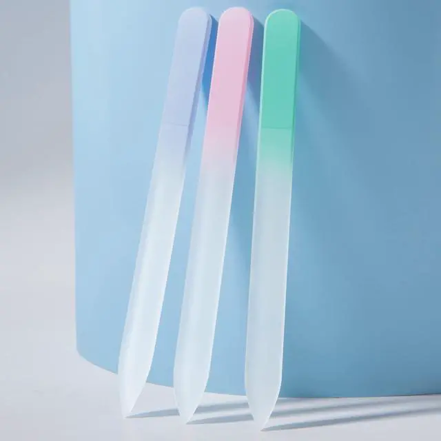 Alt view image 5 of 7 - Glass Nail File 3 Pack for Natural Nails, Stocking Stuffers for Women Adults Unique Christmas Gifts Crystal Fingernail Files with Case Etched Nail Filer Professional Nail File Glass Lima de uñas