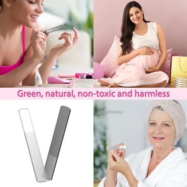 Alt view image 7 of 7 - 4 Pack Glass Nail File and Crystal Shiner Files Kit with Case, Nano Nail Buffer Polisher and Manicure Tools for Natural Nails, Double Sided Etched Kit for Women, Man, Adults, Unique Gifts