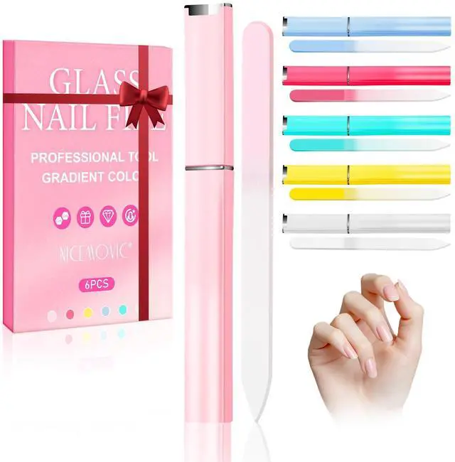 Main image of 6 Pack Glass Nail File for Natural Nails, Stocking Stuffers for Teen Girls Women Adults, Birthday Christmas Bulk Small Gifts for Women Teens Girls, Easter Basket Stuffers, Mothers Day Gifts