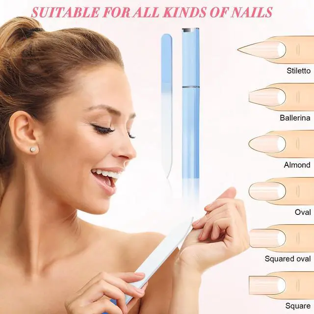 Alt view image 2 of 7 - 6 Pack Glass Nail File for Natural Nails, Stocking Stuffers for Teen Girls Women Adults, Birthday Christmas Bulk Small Gifts for Women Teens Girls, Easter Basket Stuffers, Mothers Day Gifts