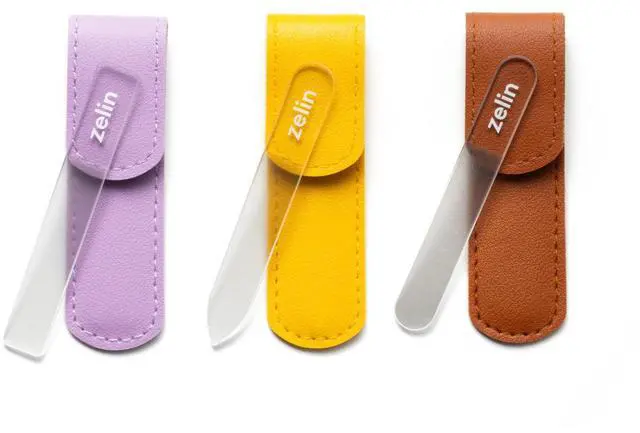 Main image of Premium Glass Nail File for Natural Nails with Leather Case, 3 Pcs Single-Sided Crystal Nail Files for Stronger, Smoother Nails, Reusable Manicure Tool, Ideal Valentines Day Gifts for Her
