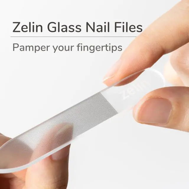 Alt view image 2 of 7 - Premium Glass Nail File for Natural Nails with Leather Case, 3 Pcs Single-Sided Crystal Nail Files for Stronger, Smoother Nails, Reusable Manicure Tool, Ideal Valentines Day Gifts for Her