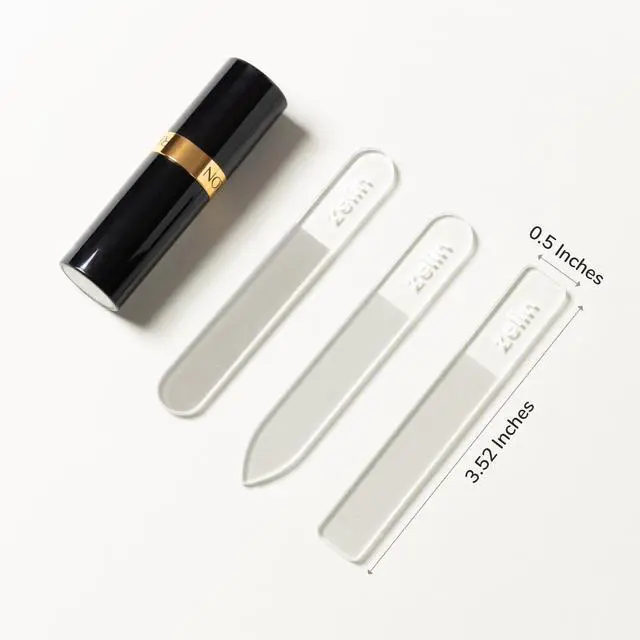 Alt view image 3 of 7 - Premium Glass Nail File for Natural Nails with Leather Case, 3 Pcs Single-Sided Crystal Nail Files for Stronger, Smoother Nails, Reusable Manicure Tool, Ideal Valentines Day Gifts for Her