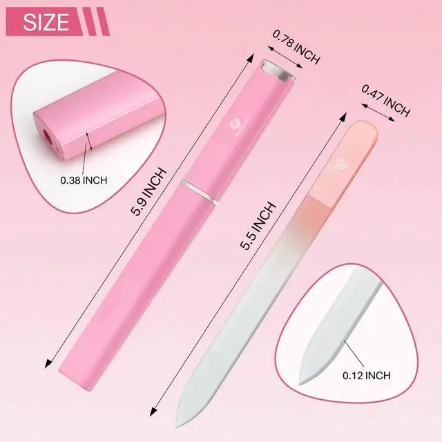 Alt view image 3 of 7 - Crystal Glass Nail File Set (2 Pack) with Protective Case Premium Double-Sided Etched Glass Fingernail Files for Natural Nails, Gentle Nail Care Manicure Tool for Women & Men