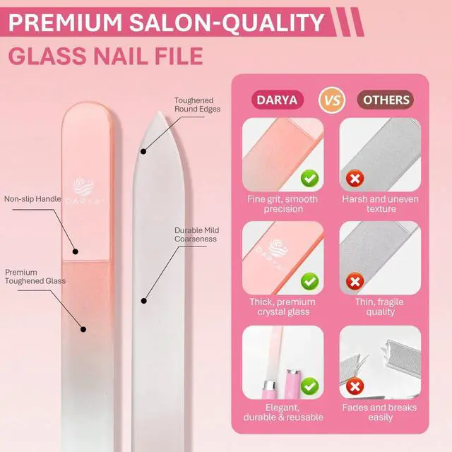 Alt view image 4 of 7 - Crystal Glass Nail File Set (2 Pack) with Protective Case Premium Double-Sided Etched Glass Fingernail Files for Natural Nails, Gentle Nail Care Manicure Tool for Women & Men