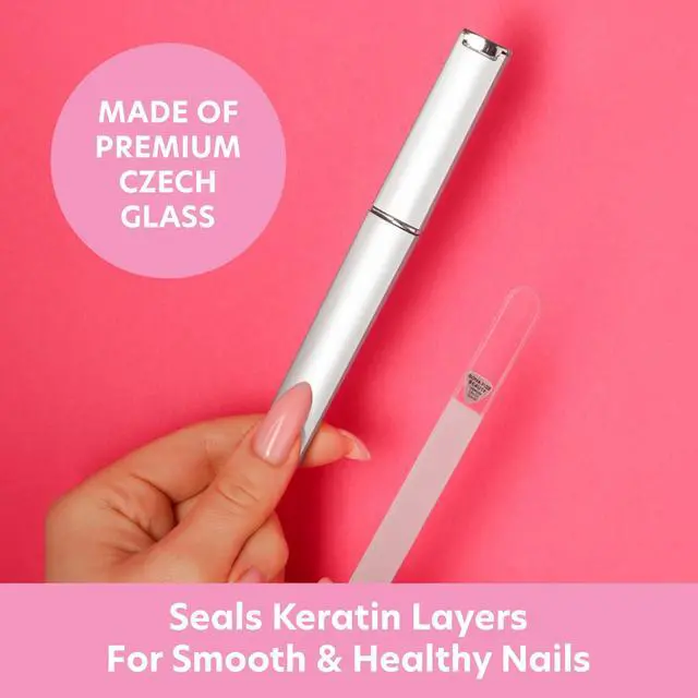 Alt view image 4 of 7 - Czech Glass Nail Files for Natural Nails (Clear) - 1Pc Crystal Nail Filer, Nano Glass File with Case Handcrafted in the Czech Republic