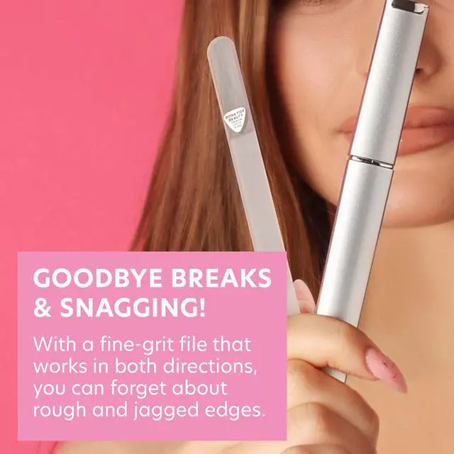 Alt view image 2 of 7 - Czech Glass Nail Files for Natural Nails (Clear) - 1Pc Crystal Nail Filer, Nano Glass File with Case Handcrafted in the Czech Republic