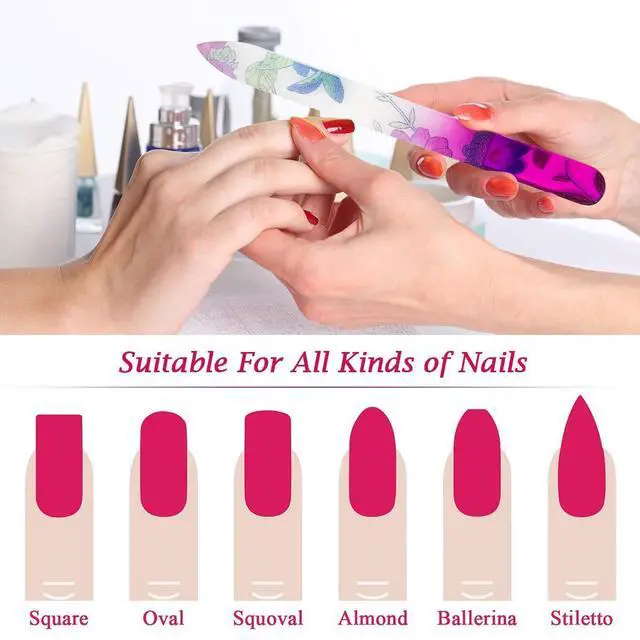 Alt view image 4 of 5 - 5 Pack Glass Nail Files with Case Crystal Glass Fingernail Files Double Sided Glass Nail File Mixed Color Manicure Set for Gentle Nail Care Christmas Gifts Stocking Stuffers for Women