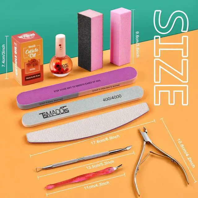Alt view image 3 of 6 - Manicure Tools Kit Nail Care Kit with 3 pcs Files, 2 pcs Buffer Blocks, 2 Polishing Buffers, Cuticle Nipper, Pusher and Cuticle Oil