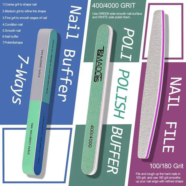 Alt view image 4 of 6 - Manicure Tools Kit Nail Care Kit with 3 pcs Files, 2 pcs Buffer Blocks, 2 Polishing Buffers, Cuticle Nipper, Pusher and Cuticle Oil