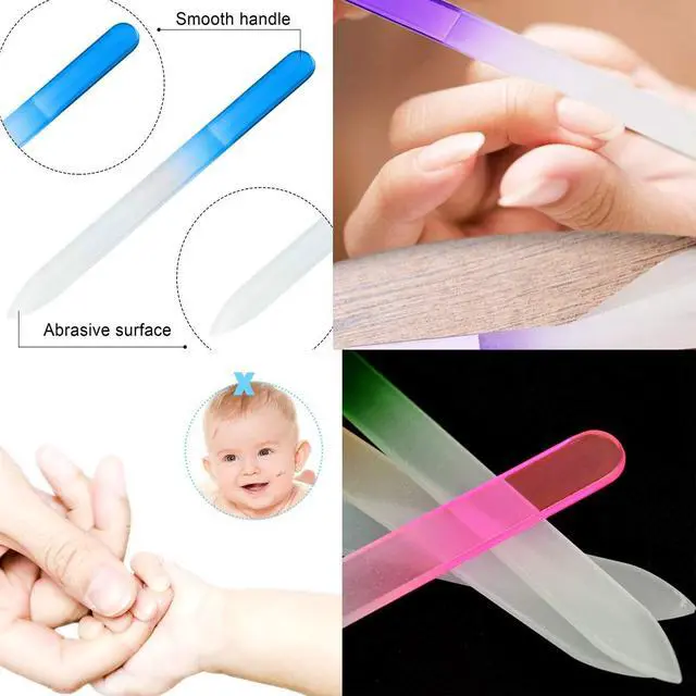 Alt view image 4 of 7 - 12PCS Glass Nail Files Crystal Glass Fingernail Files Double Sided Glass Nail File Mixed Color Manicure Set Christmas Gifts Stocking Stuffers