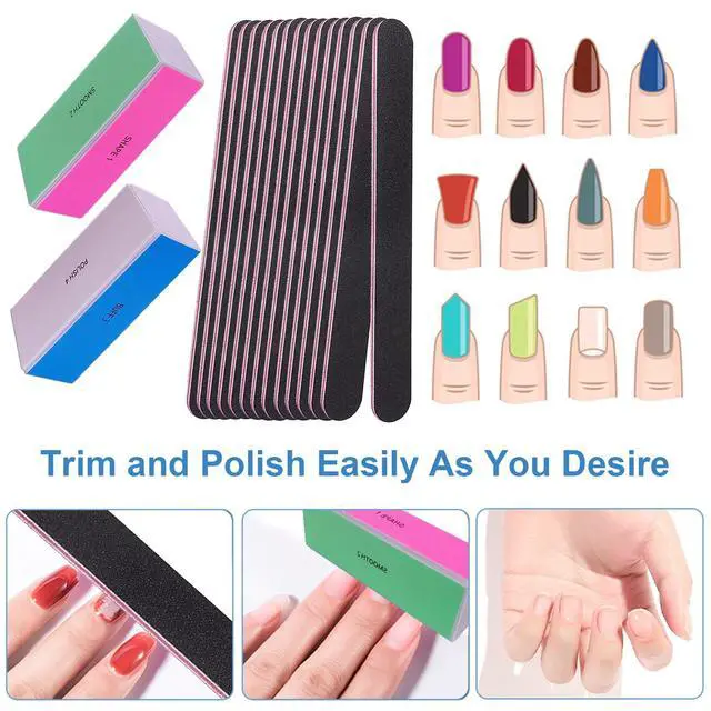 Alt view image 2 of 7 - Nail File and Buffer Set, 4 Way Nail Buffers Shine Kit Professional Nail Files for Natural Nails Manicure Filer Filing Polishing Buff Nail Care Smoother Buffing Fingernail 100/120/240/600/3000 Grit