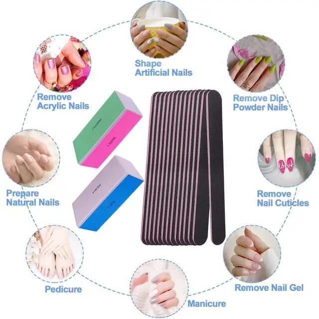 Alt view image 6 of 7 - Nail File and Buffer Set, 4 Way Nail Buffers Shine Kit Professional Nail Files for Natural Nails Manicure Filer Filing Polishing Buff Nail Care Smoother Buffing Fingernail 100/120/240/600/3000 Grit