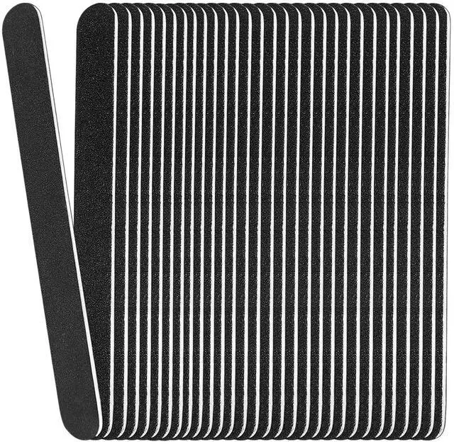 Main image of Emery Board Nail Files (24 Pack), 100/180 Grit Wooden Nail File for Natural Nails, 7 Inches Emory Filers Manicure Tool Set Disposable Nail File for Home Salon Black