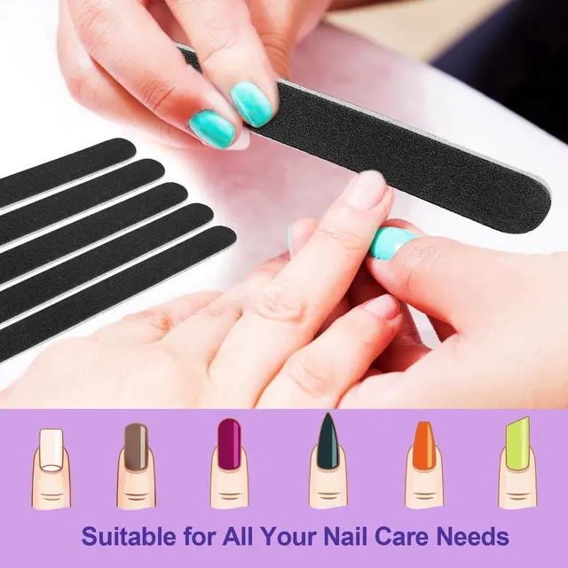 Alt view image 2 of 7 - Emery Board Nail Files (24 Pack), 100/180 Grit Wooden Nail File for Natural Nails, 7 Inches Emory Filers Manicure Tool Set Disposable Nail File for Home Salon Black